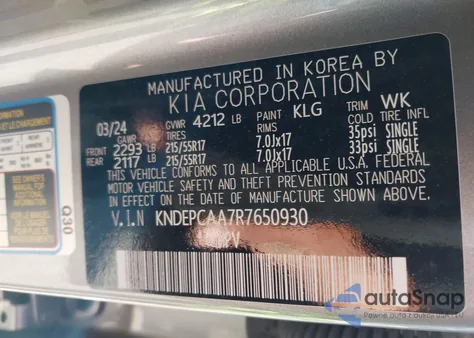 2024 Kia Seltos Lx from USA, damaged, VIN KNDEPCAA7R7650930